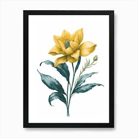 Minimal Daffodil Flower Painting (8) Art Print