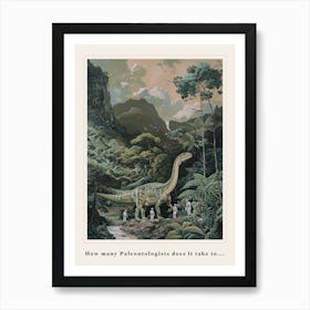 Paleontologists Observing A Dinosaur In The Jungle Painting Poster Art Print