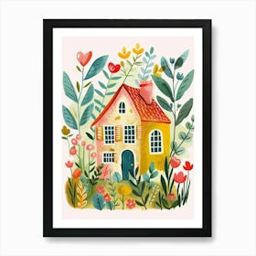 Watercolor House In The Garden Art Print