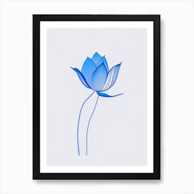 Blue Lotus Minimal Line Drawing 2 Art Print