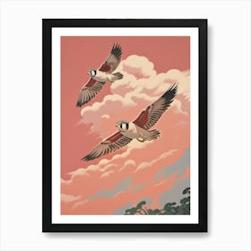 Vintage Japanese Inspired Bird Print American Kestrel 3 Art Print