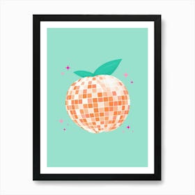 Turquoise Disco Peach Art Print