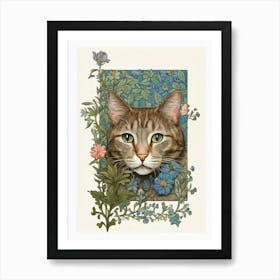 william Cat Flowers Print Art Print