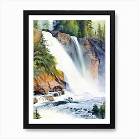 The Lower Falls Of The Lewis River, United States Water Colour  (2) Art Print