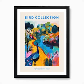 Peacock By The River Colourful Painting 3 Poster Art Print