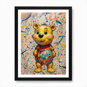 Teddy Bear Childlike Painting Wall Art Print Art Print