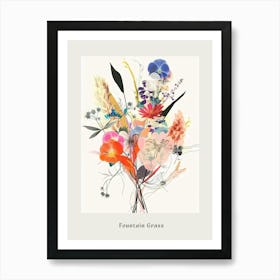 Fountain Grass 5 Collage Flower Bouquet Poster Art Print