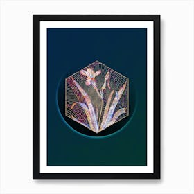 Abstract Gold Hungarian Iris Mosaic Botanical Illustration n.0002 Art Print