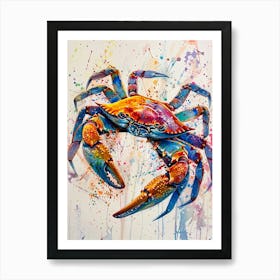Crab Colourful Watercolour 4 Art Print
