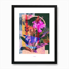 Phlox 4 Neon Flower Collage Poster Art Print