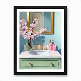 Pink Bathroom Vanity Art Print