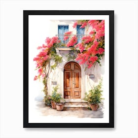 Palermo, Italy   Mediterranean Doors Watercolour Painting 3 Art Print