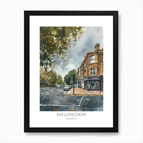 Hillingdon London Borough   Street Watercolour 1 Poster Art Print