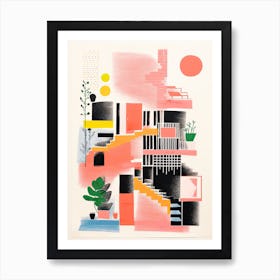 A House In Barcelona, Abstract Risograph Style 8 Art Print