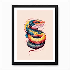 Copperhead Snake Tattoo Style Art Print