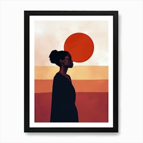 Silhouette Of A African Woman, Minimalism 5 Art Print