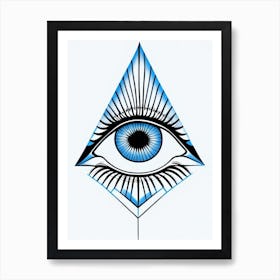 Third Eye Symbolism, Symbol, Third Eye Blue & White 5 Art Print