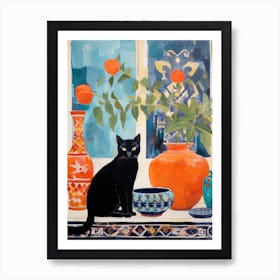 Black Cat On Window Sill 1 Art Print