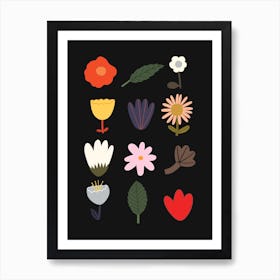 Flowers In Black Art Print