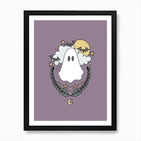 Cute Ghost | Eggplant Purple Art Print