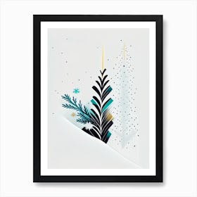 Winter, Snowflakes, Minimal Line Drawing Art Print