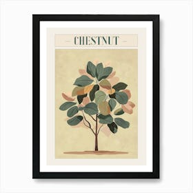 Chestnut Tree Minimal Japandi Illustration 2 Poster Art Print