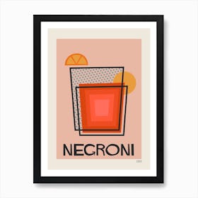 Negroni Retro Cocktail  Art Print