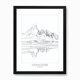 Vinson Massif Antarctica Line Drawing 8 Poster Art Print