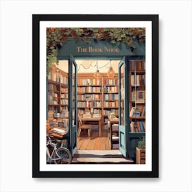 Vintage The Book Nook Poster Book Shop Print Book Lovers Gift Reading Gift Art Print