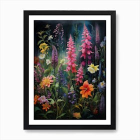 Wildflowers At Midnight Digital Oils Art Print