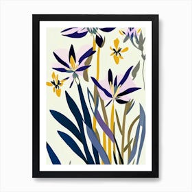 Prairie Gentian Wildflower Modern Muted Colours 1 Art Print