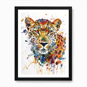 Leopard Colourful Watercolour 2 Art Print