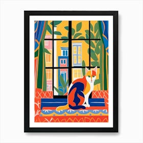 Cat In The Window Style Henri Matisse 1 Art Print