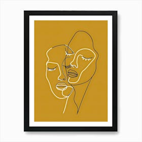 Simplicity Lines Woman Abstract In Yellow 7 Art Print