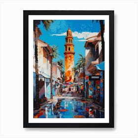 Painting Of Marrakech With A Cat In The Style Of Post Modernism 3 Art Print