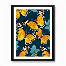 Seamless Pattern With Butterflies 3 Art Print