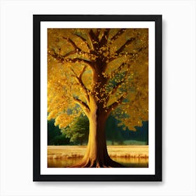 Tree By A Lake Art Print