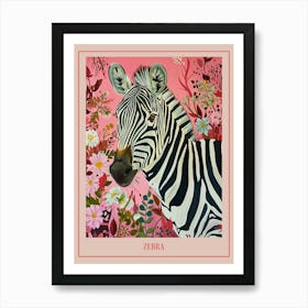 Floral Animal Painting Zebra 3 Poster Art Print