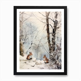 Winter Watercolour Gray Squirrel 3 Art Print
