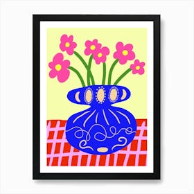 Pink Flower Vase Bohemian Art Print