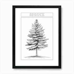 Spruce Tree Minimalistic Drawing 1 Poster Art Print