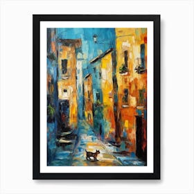 Painting Of Venice With A Cat In The Style Of Expressionism 3 Art Print