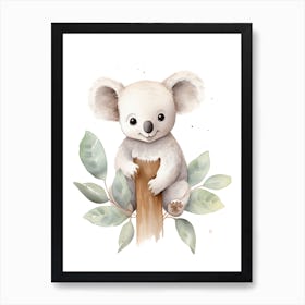 Koala Watercolour In Autumn Colours 0 Art Print