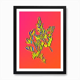 Neon Wild Olive Botanical in Hot Pink and Electric Blue Art Print
