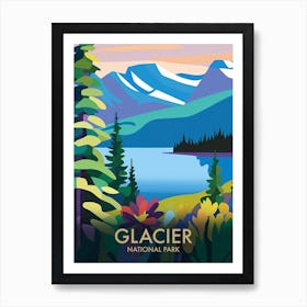 Glacier National Park Vintage Travel Poster 10 Art Print