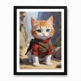 Cute Cat In Armor Art Print