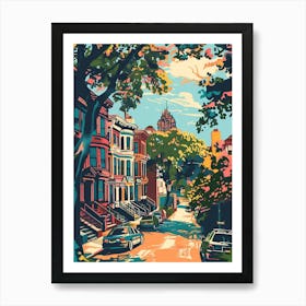 Belmont New York Colourful Silkscreen Illustration 1 Art Print