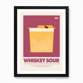 Whiskey Sour, Cocktail Print (Maroon) Art Print