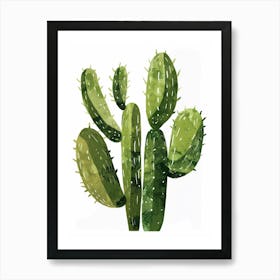 Ferocactus Cactus Minimalist Abstract Illustration 3 Affiche