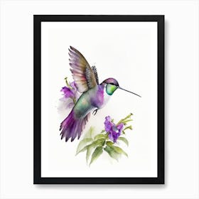 Black Chinned Hummingbird Cute Neon 2 Art Print